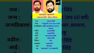 एकनाथ शिंदे जीवन परिचय  Eknath Shinde Biography | #shortsfeed #ytshorts  #biography #eknathshinde