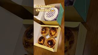 The best egg tart and ube cake. Coffee pleaseeee!!! ❤️ #cheatday #yummytreats #shortvideo