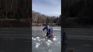 Catching brook trout ice fishing