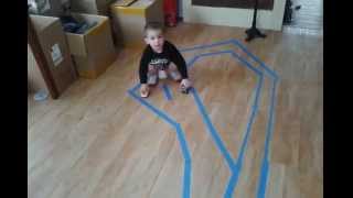 race track painters tape DIY project 2-6 years old