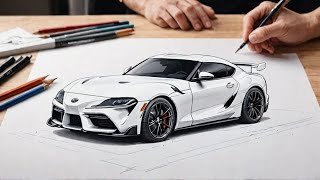 How to draw a TOYOTA SUPRA MK5/drawing toyota supra mk5 step by step