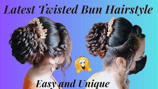 New Latest Twisted Bun Hairstyle For Party | Easy Bun Hairstyle For Wedding | Jura for Long Hair 👌👌