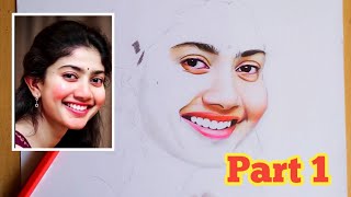 How To Draw Face With Color pencils ( Sai Pallavi Drawing ) Part 1