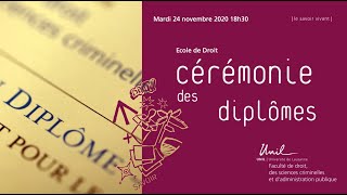 Cérémonie des diplômes de l'Ecole de Droit 2020