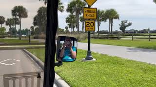 Golf cart ride from to Magnolia Plaza and Everglades softball field. The Villages, Florida.