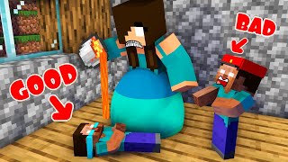 GOOD BABY HEROBRINE vs BAD BROTHER DANCE BATTLE - SAD MINECRAFT ANIMATION