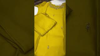 Mustard dola silk handwork kurta set with pure silk digital dupatta   Sizes-M to XXL.#Ethnicbffs