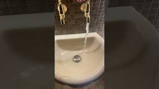 Marble sink in the steam room with golden faucets. Do you like it? #steambath