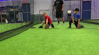 6U infielder drills (backhand ) with coach Eddie