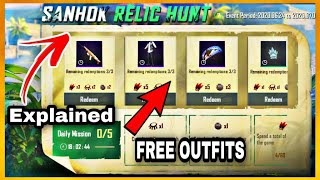 Sanhok relic hunt Pubg mobile | New jungle Event | Explained New event | Free oufits.