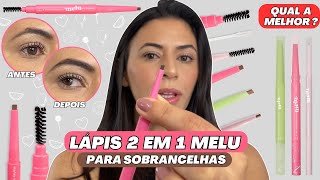 Testando Lápis de Sobrancelhas 2 em 1 Melu Ruby Rose: Retrátil + Escova - Qual a melhor versão?