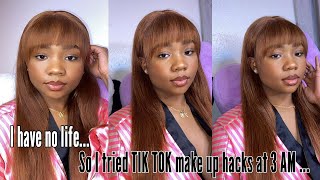 Trying TIK TOK Makeup HACKS at 3AM | Risha Tonae'