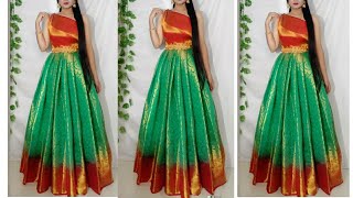 Saree Convert into Beautiful dress no cutting, no stitching/How to wear saree different styles