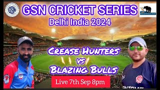 GSN CRICKET SERIES DELHI INDIA 2024 | Match 6 Team Blazing Bulls vs Team Crease Hunters