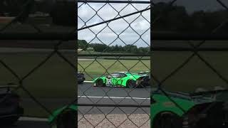 GT Aston Martin hunted down by Lambos at Donington