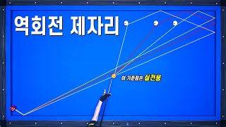 [당구기준점 잡기 9편] 실전용 기준점 역회전 제자리 패턴! 치기만 하면 무조건 제자리로?