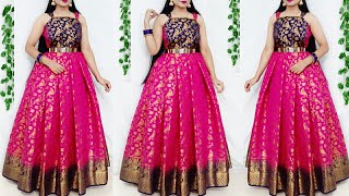 Saree convert into Beautiful Dress no cutting, no stitching/Saree wearing new styles/Saree Draping