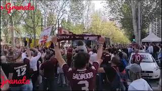 l'arrivo del pullman della giUVE allo stadio Olimpico Grande Torino