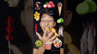 Emoji Food Eating Challenge😋||Strawberry,🍓,🍟,🍦,🍏🍿🍳🐍 || #shorts #asmr #food #mukbang