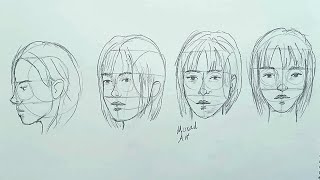 How to draw a face from 4 angles|  Drawing sketches (tutorial)