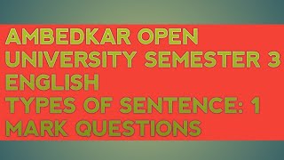 BRAOU SEMESTER 3 ENGLISH 1 MARK QUESTION AND ANSWERS