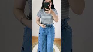 UK Embroi Heart Jeans Cullote Pant 2 Warna