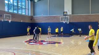 Indiana Fever players (Katie Lou Samuelson, Lexie Hull) get up shots after August 20, 2024 practice