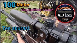 TES GRUPING SLUG BLACKHOLE 13GRAIN JARAK 100 METER