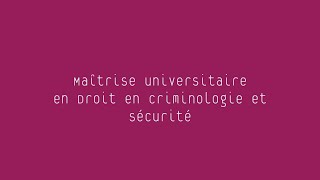 Master en Droit en criminologie et sécurité