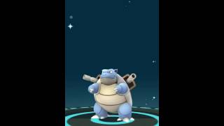 Pokemon Go evolving squirtle into Blastoise