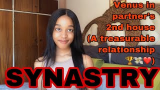 SYNASTRY: Venus in partner’s 2nd house (a treasurable relationship)