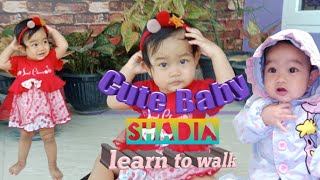 Cute Baby Shadia ||Learn to walk part 2