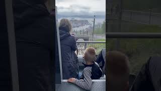 Bergen Norway tram ride city view panoramic may weather