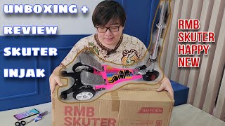 SKUTER ANAK INJAK DUA PEDAL TIGA RODA RMB - UNBOXING DAN TUTORIAL RAKIT RMB SCOOTER HAPPY NEW