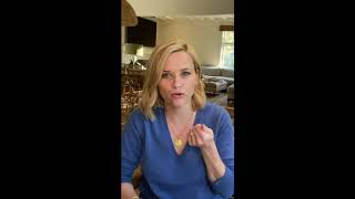 Reese Witherspoon blue sweater fist bump #2!  VIDEO LOOP!