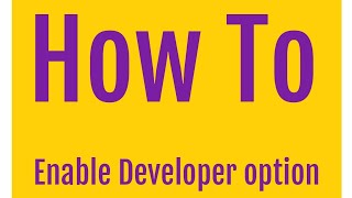 How to Enable developer option in Mobile by technical support chennel.