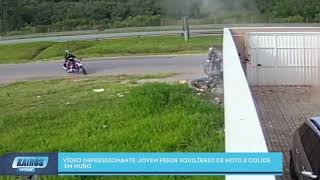 IMPRESSIONANTE: MOTOCICLISTA BATE EM MURO E SOBREVIVE