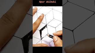 How to draw Cube Pattern using circles | 3d drawing | Perfect Cube Pattern drawing | #shorts