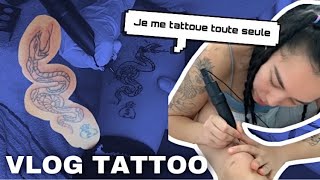 VLOG TATTOO : JE ME TATTOO TOUTE SEULE, JE M’ENTRAÎNE POUR DEVENIR TATOUEUR tattooing myself