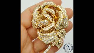 SOLD! Estate - 21ct Diamond Rose Brooch by Oscar Heyman in 18k Yellow Gold