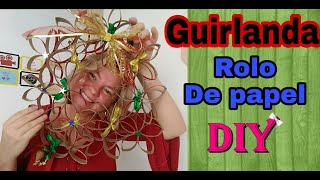 Guirlanda natalina de rolo de papel - diy de Natal - Guirlanda barata.