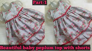 Beautiful Baby Top With Shorts Cutting & Stitching | Baby Dress Cutting & Stitching For 6 Month