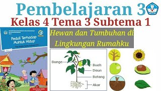 Materi dan jawaban kelas 4 Tema 3 Subtema 1/Hewan dan tumbuhan di lingkungan rumahku/Pembelajaran 3