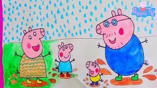 Dibujo Peppa Pig y su familia coloreado con divertidos  colores .