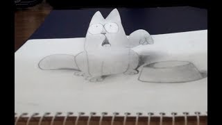 Легкие 3D рисунки (голодный кот)