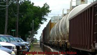 UP freight trains run right through downtown Bryan, TX