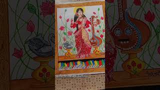 Saraswati mata drawing #shorts #youtubeshorts #😍🥰🤩