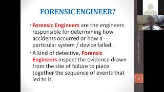 Webinar on "Forensic Engineering - Part 2" Head Research & Development Nespak Advisor)