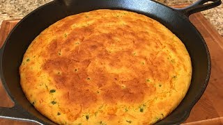 How to make Iron Skillet Jalapeno Cheddar Cornbread | Vegetarian Recipe