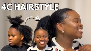 ATTEMPTING a Slik Low Bun with Ponytail on 4C Hair| Natural Hair Style 2024